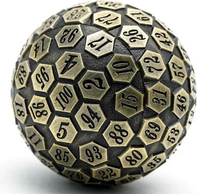 100-Sided Metal Dice (d100) - Ancient Bronze