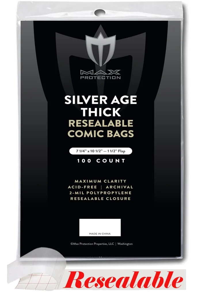 1000ct Case Silver / Regular Resealable Thick Comic Bags - 7-1/4x10-1/2
