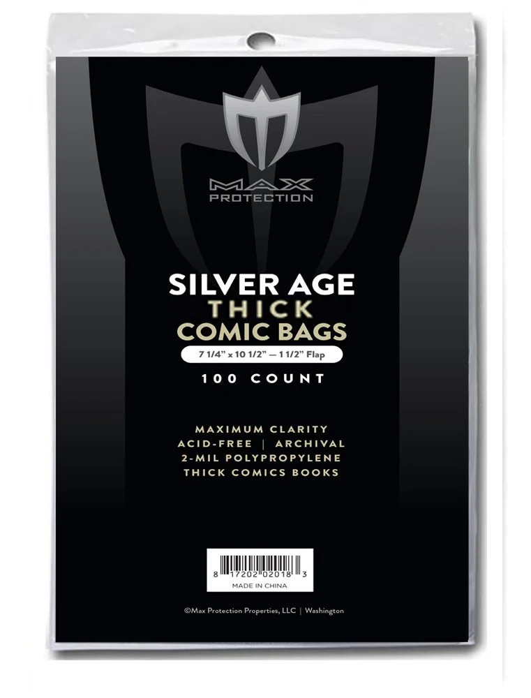 1000ct Case Silver / Regular Thick Comic Bags 7-1/4 x 10-1/2