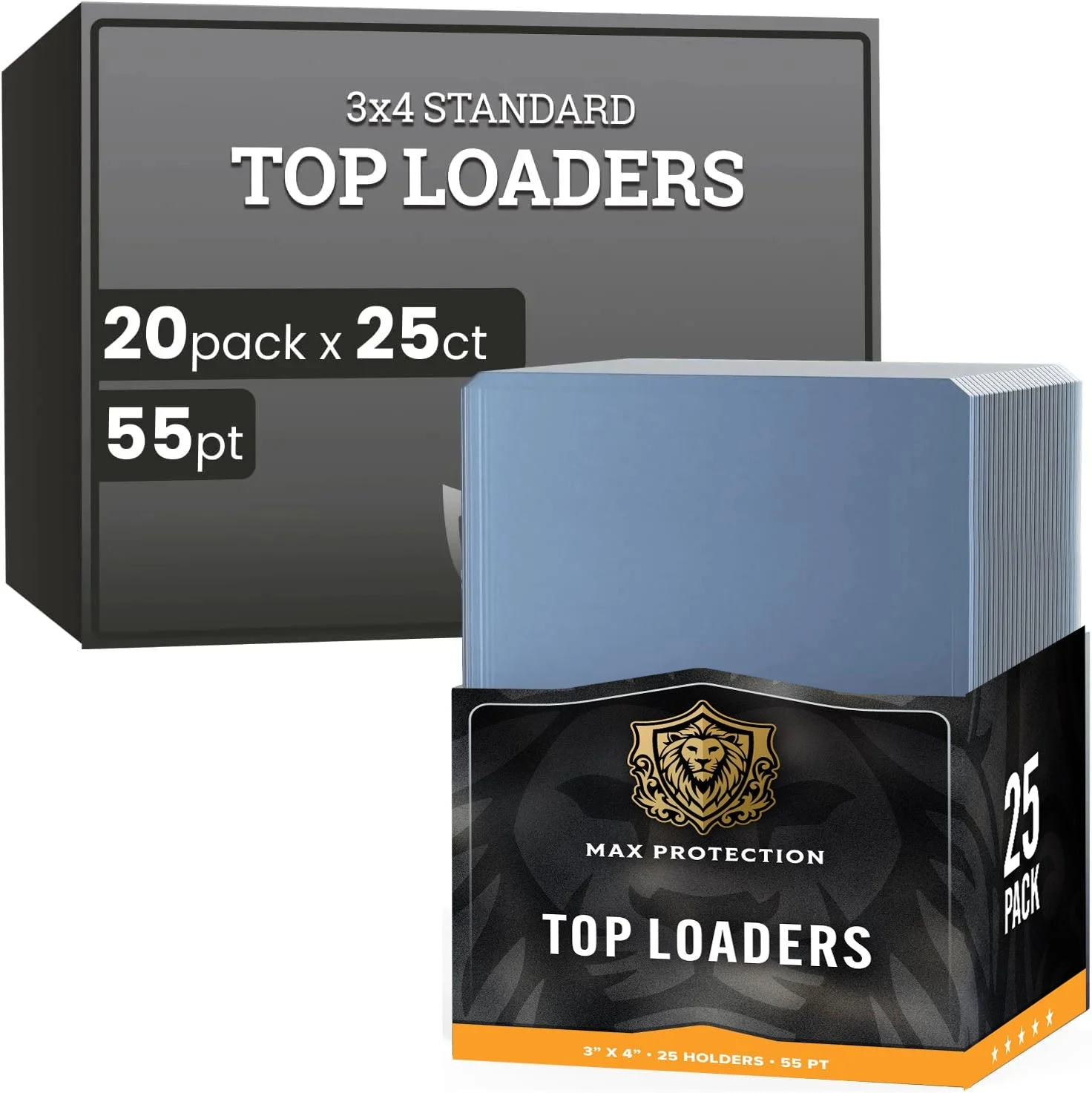 1000ct Case Ultra Max Pro 55pt Trading Card Toploaders | Crystal Clear Holders