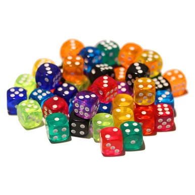 14mm Translucent Dice - Pack of 50 in 10 Colors