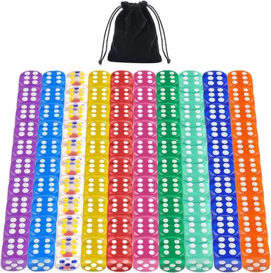 16mm Translucent Budget Dice in 10 Colors - Pack of 100