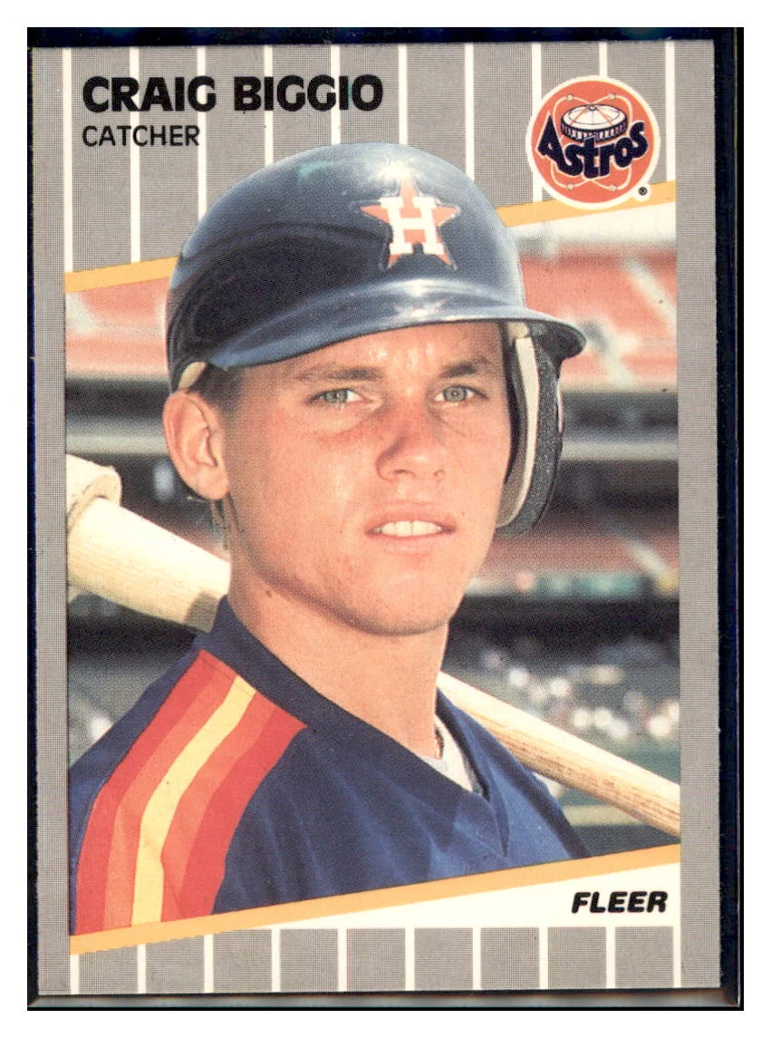 1989 Fleer Craig Biggio Houston Astros #353 Rookie Baseball Card VSMP1IMB