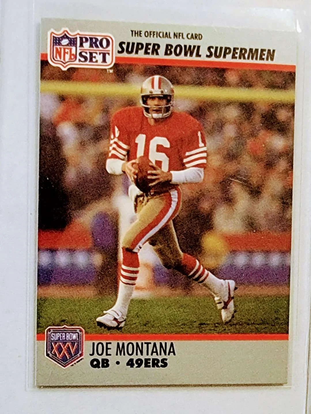 1990 Pro Set Joe Montana Superbowl Supermen Insert Superbowl XXV Card