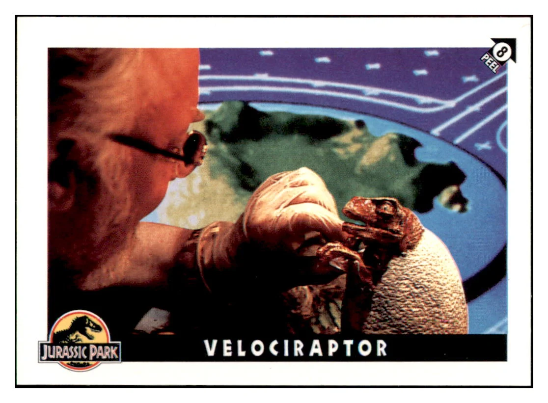 1993 Jurassic Park Velociraptor Sticker Card Lot of 2 GMMGD