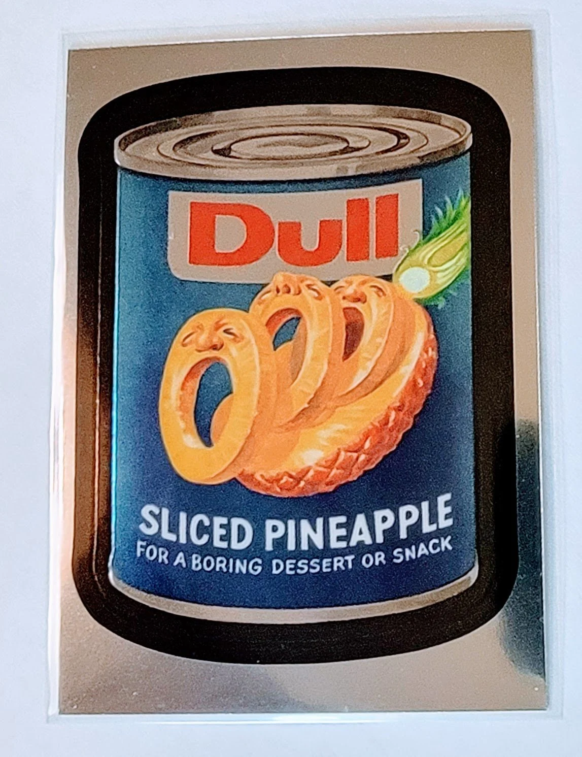 2014 Topps Wacky Packages Chrome Dull Sliced Pineapple Sticker Trading Card MCSC1