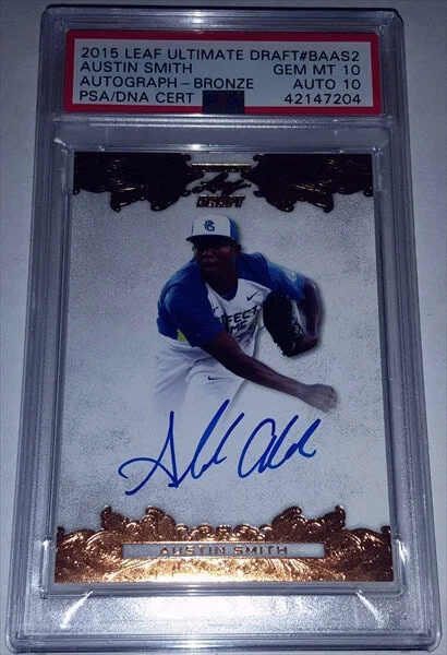 2015 Leaf Ultimate Draft Bronze Austin Smith PSA Dual Graded 10 Autographed Baseball Card