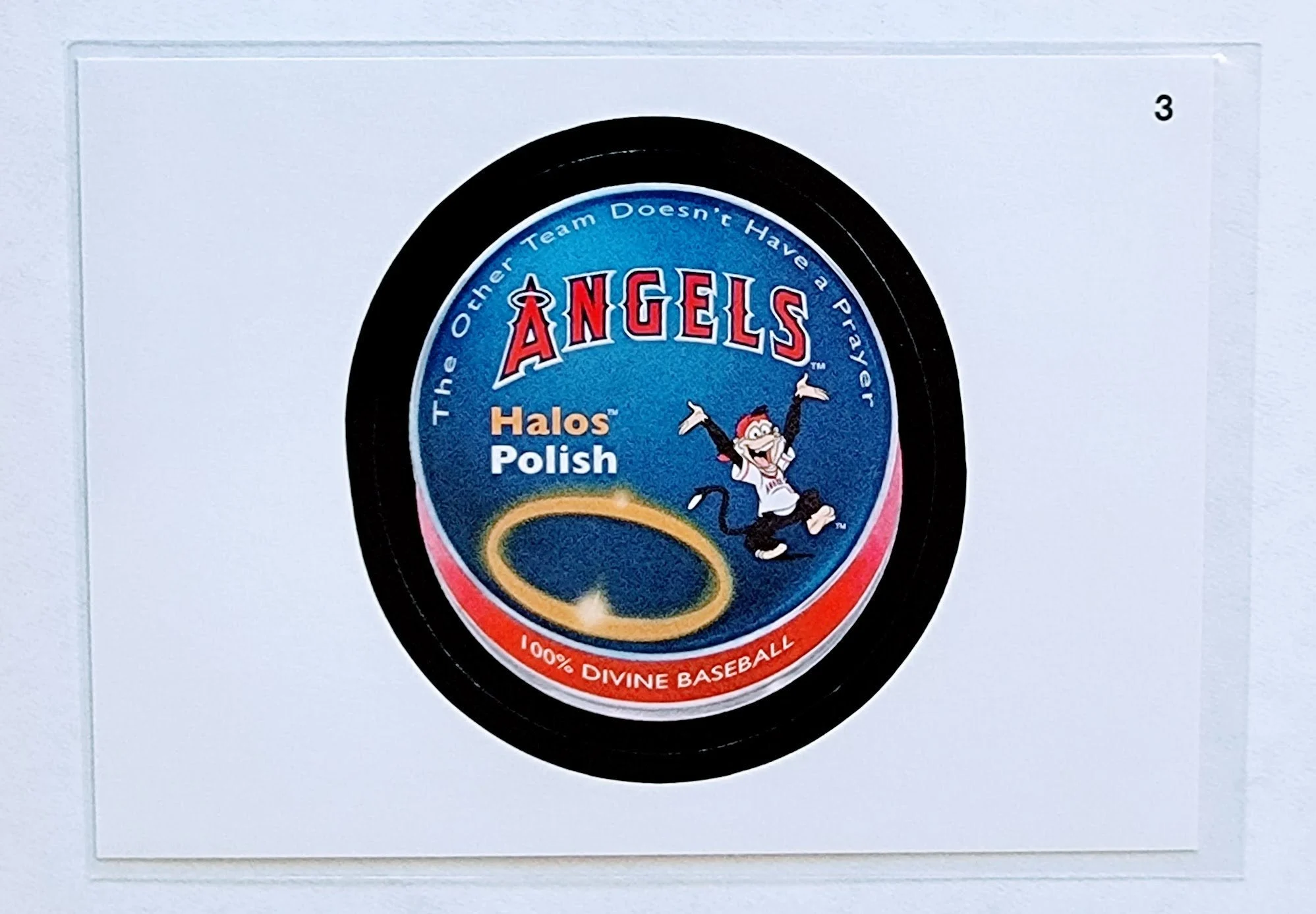 2016 Topps MLB Baseball Wacky Packages Angels Halo Polish Sticker Trading Card MCSC1
