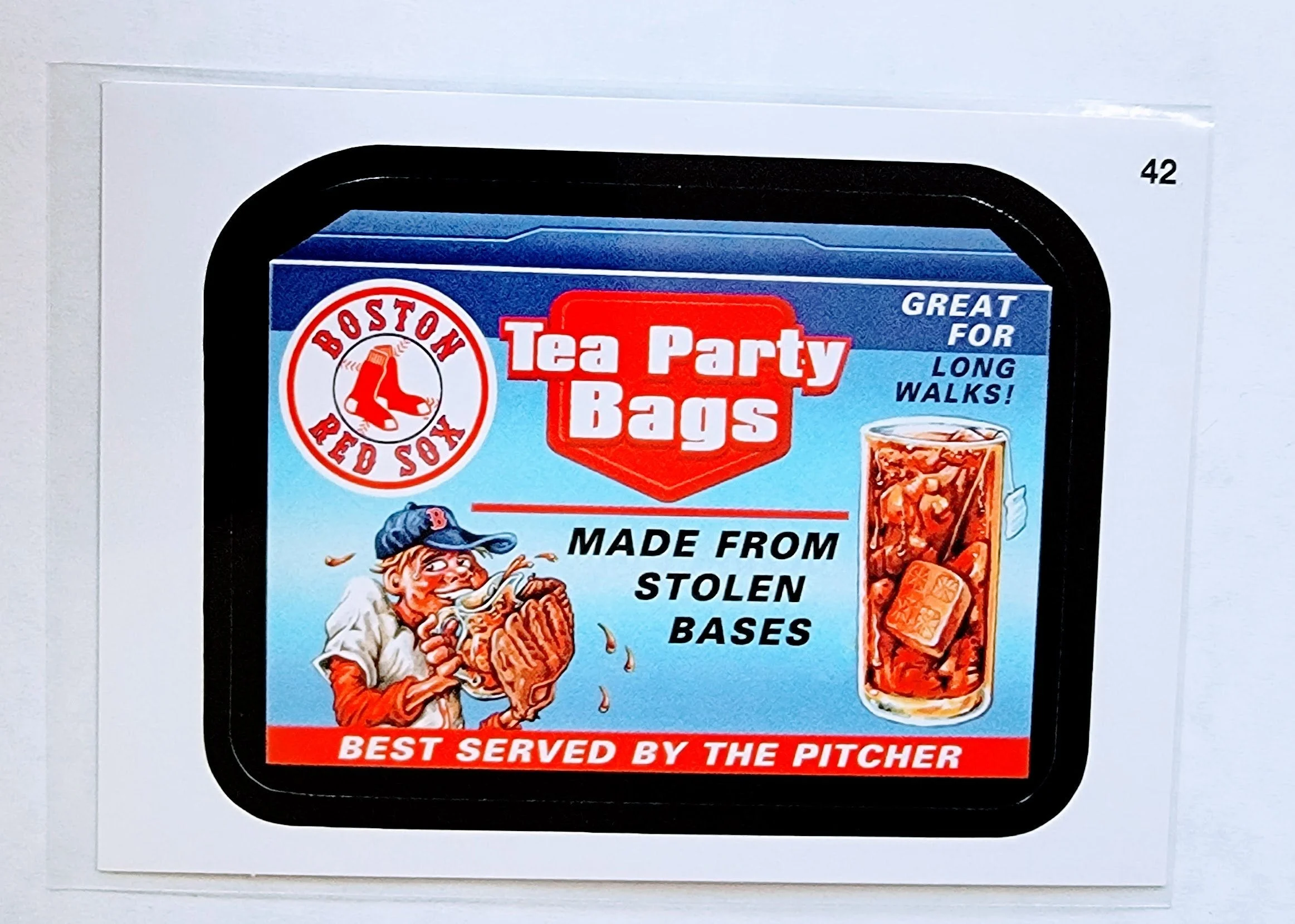 2016 Topps MLB Baseball Wacky Packages Boston Tea Party Bags Sticker Trading Card MCSC1
