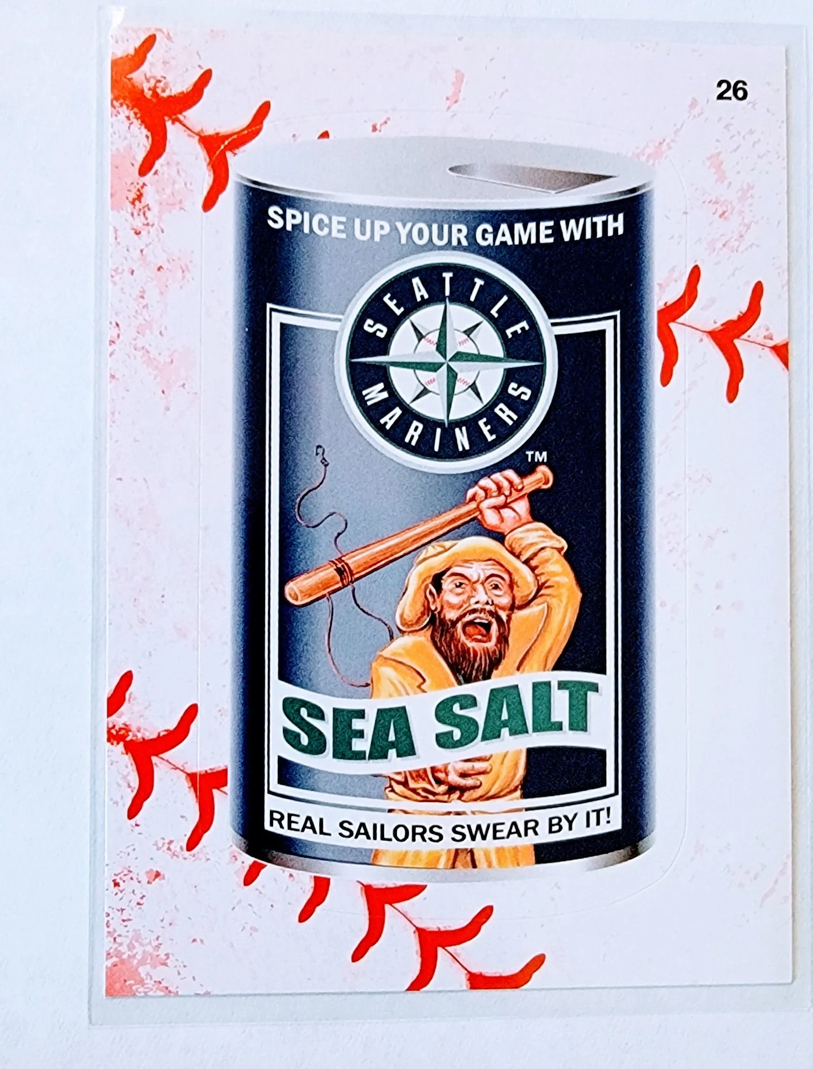 2016 Topps MLB Baseball Wacky Packages Seattle Mariners Sea Salt Lace Parallel Sticker Trading Card MCSC1