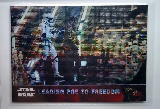 2016 Topps Star Wars Chrome The Force Awakens Leading Poe to Freedom Refractor Trading Card