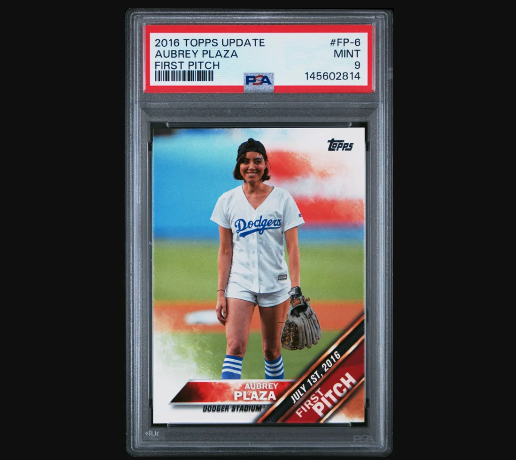 2016 Topps Update First Pitch Aubrey Plaza FP-6 PSA 9 Celebrity Baseball Card