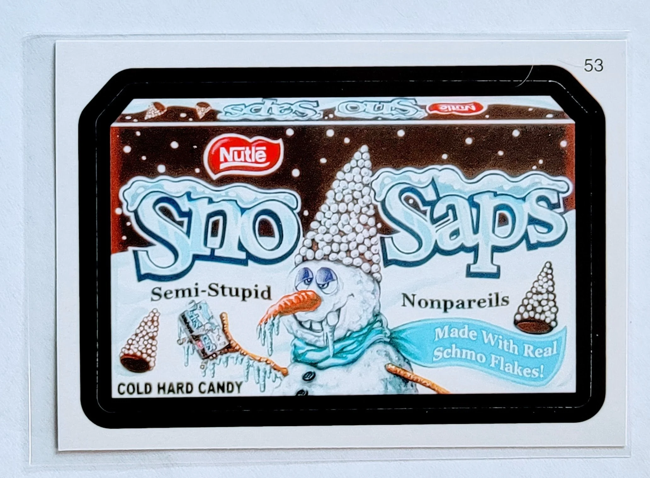 2017 Wacky Packages 50th Anniversary Sno Saps Sticker Trading Card MCSC1