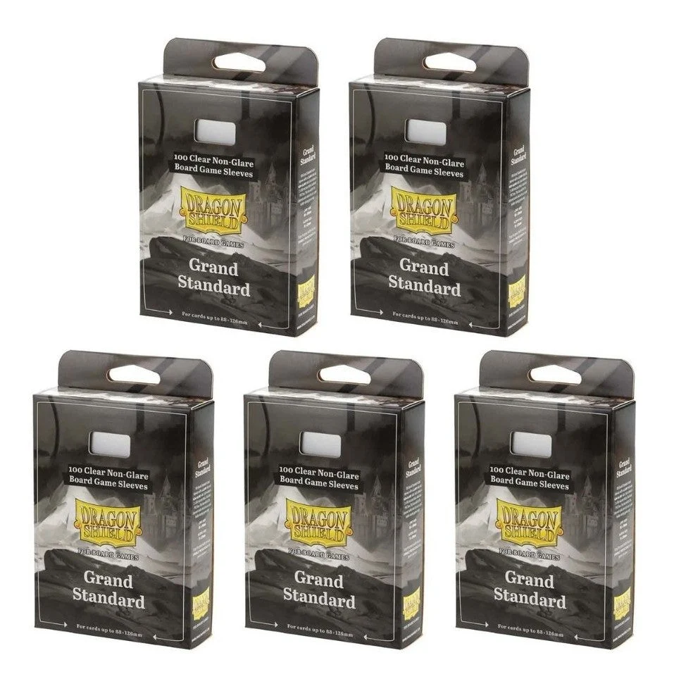 5 Packs Dragon Shield Board Game Sleeves 100 ct Grand Standard Size Card Sleeves Value Bundle!