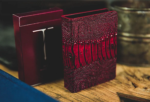 Ostrich Grain Red Leather Card Clip