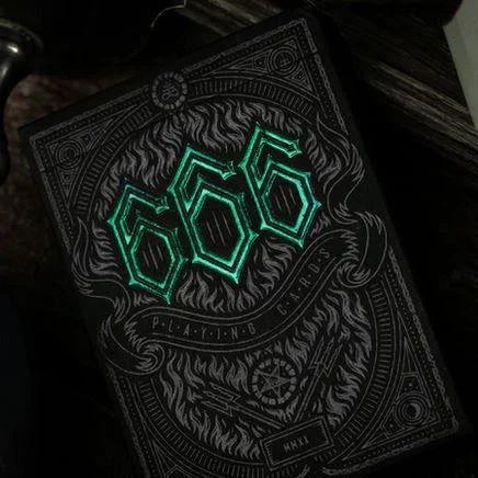 666 Emerald Hellfire Playing Cards Green by Riffle Shuffle