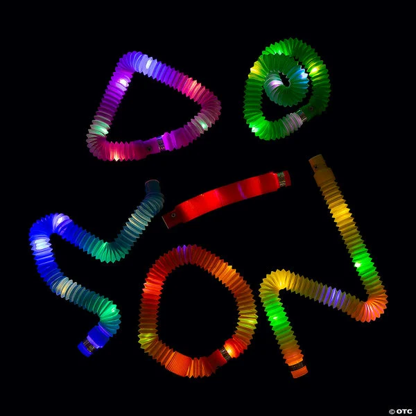 8" Super Sensory Light-Up Plastic Fidget Tubes (Assorted Colors, 2 Piece)