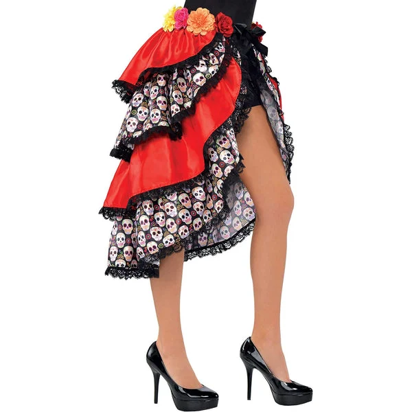 Adult Day of the Dead Tie-On Bustle - Standard Size (Pack of 1) - Vibrant & Multicolor Perfect for Parties, Costume Events & Everyday Fun