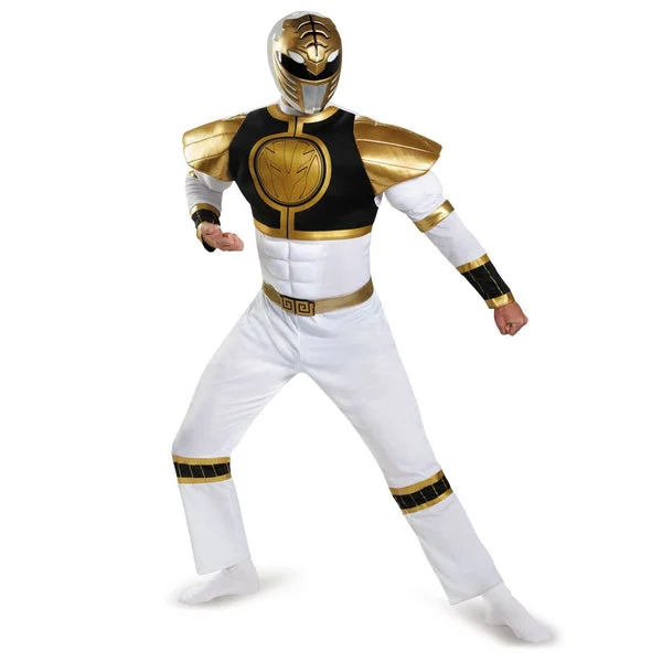Adult Power Ranger's White Ranger Classis Muscle Costume