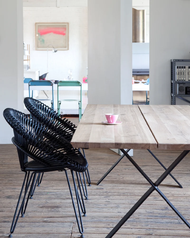Albert dining table X base (Top 2 Pieces) Available in 2 Colors & 3 Styles