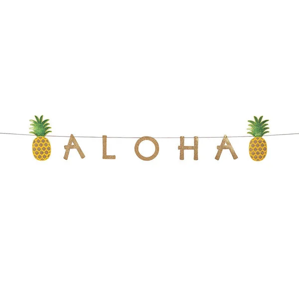 Aloha Sign With Pineapples - 7 Feet Long - Hanging Party Decor - 1 Piece