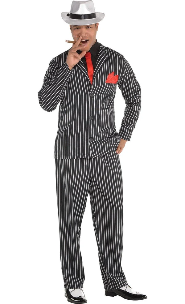 AMSCAN Mob Boss Halloween Costume for Men, Includes Jacket, Pants, Attached Shirt, Tie, Hankercheif