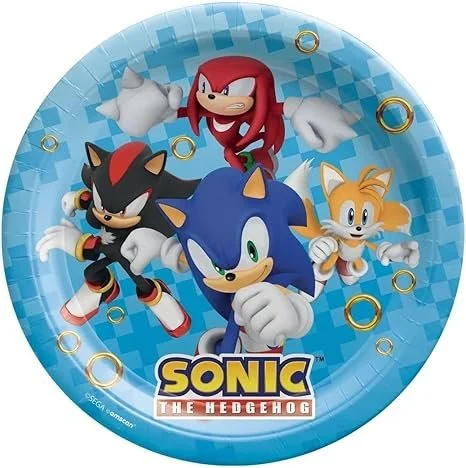 amscan Sonic The Hedgehog Round Paper Plates - 9" | Blue, Medium, Pack of 8