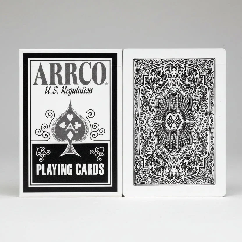 Arrco US Regulation White Playing Cards (2011 Edition) – Black & White Back, Premium Poker Deck