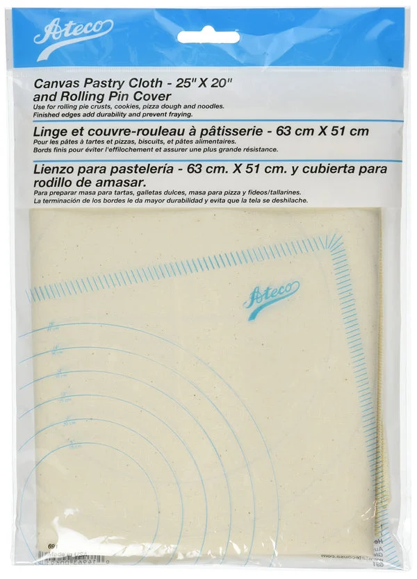 Ateco Canvas Pastry Cloth and Rolling Pin Cover, 25" x 20", Off-White