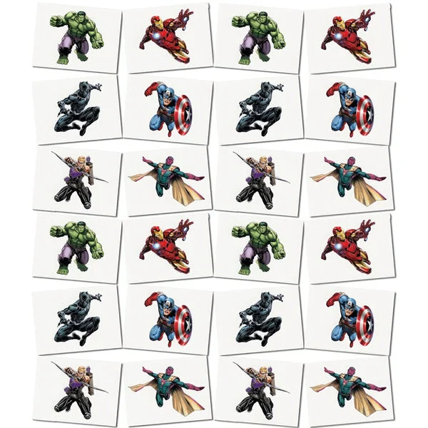 Avengers Temporary Tattoos - Assorted, 24 Pcs