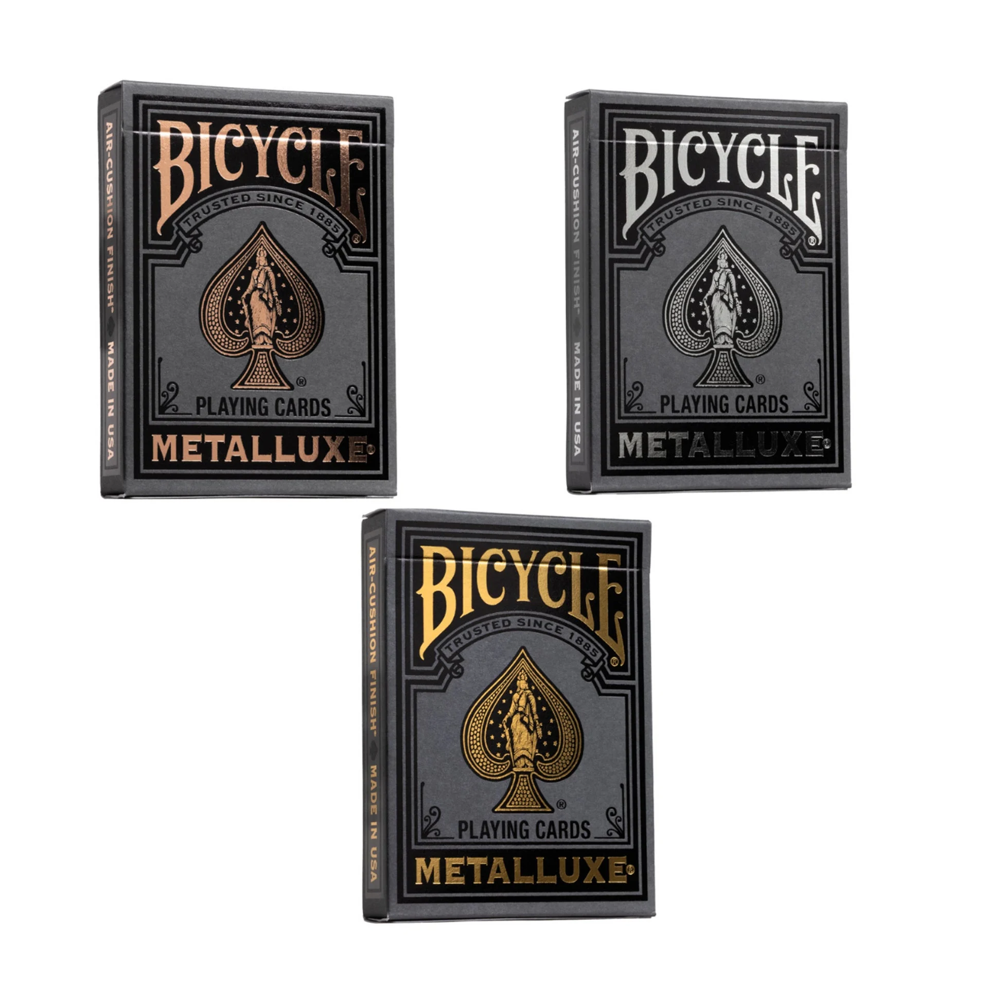 Bicycle Black Metalluxe 3-Deck Bundle – Gold, Silver & Rose Gold