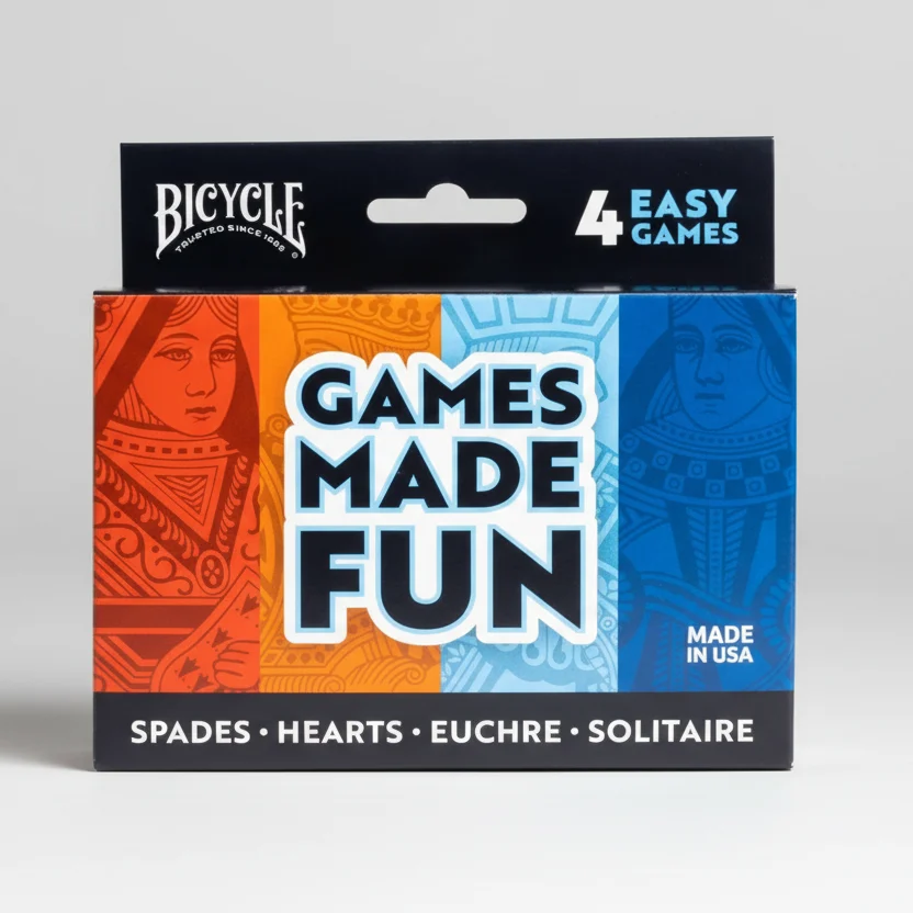 Bicycle Games Made Fun (4 pack — Hearts, Spades, Euchre, Solitaire)