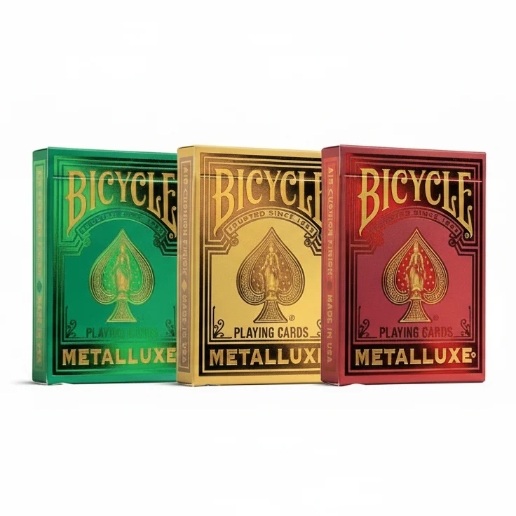 Bicycle Metalluxe – 3-Deck Christmas Holiday Bundle (Red, Green, Gold)