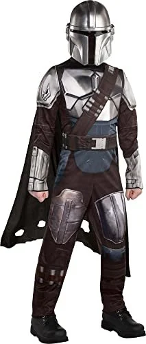 Boys Medium Amscan Mandalorian Muscle Halloween Costume for Children, Includes Mask, Jumpsuit, Belt, Cape