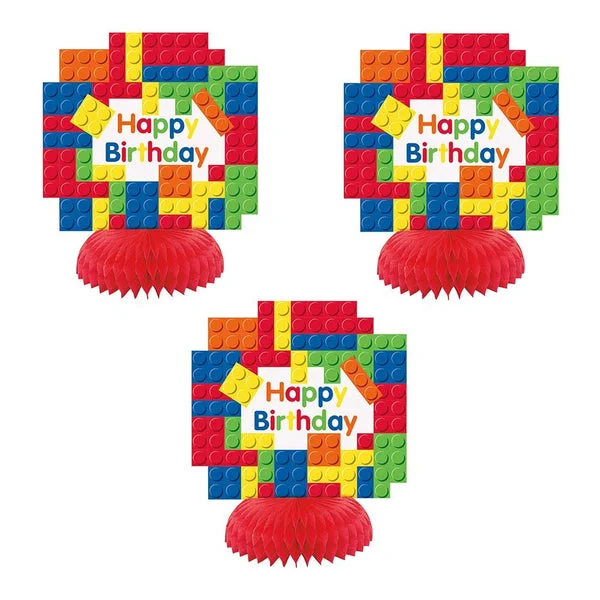 Building Blocks Birthday Honeycomb Centerpieces - 6" | Red | 3 Pcs