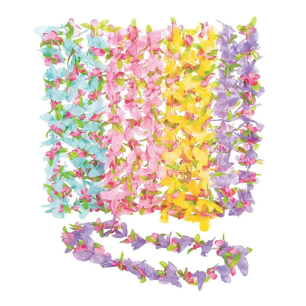 Butterfly Flower Leis - Set of 12 in assorted colors - Luau, Tiki and Party Apparel Accessories