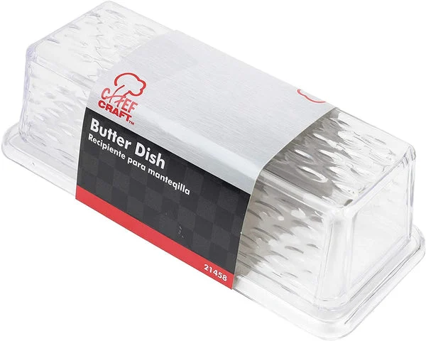 Chef Craft Select Plastic Butter Dish, 6.75 inch, Clear with Cover