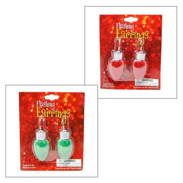 Christmas Novelty Light up Bulb Earrings - colors may vary