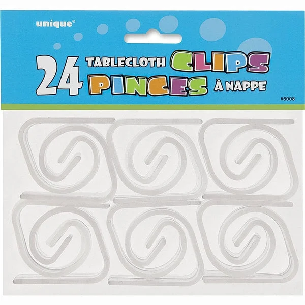 Clear Plastic Table Cover Clips (2"x2") - Pack Of 24, Durable & Easy-to-Use Design - Perfect for Every Occasions