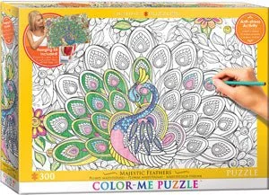 Color-Me Puzzle: Majestic Feathers