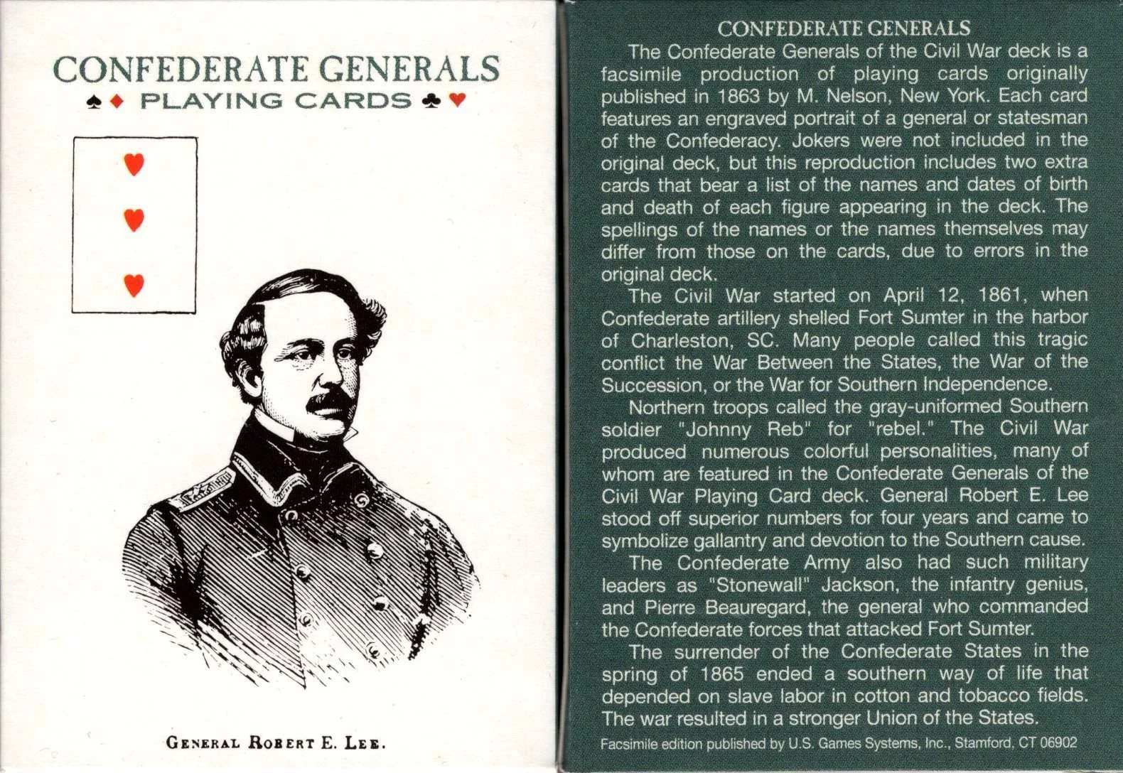 Confederate Generals Playing Cards USGS