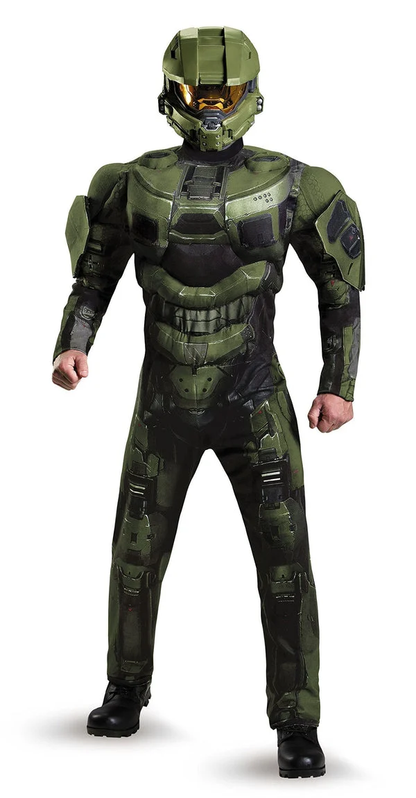 Disguise Men's Halo Deluxe Muscle Master Chief Adult Costume