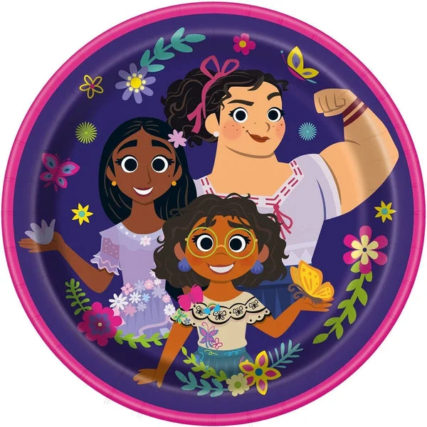 Disney Encanto Round Dinner Plates, 9" (8 Count) - Vibrant & Multicolored Tableware, Ideal for Kids & Themed Parties