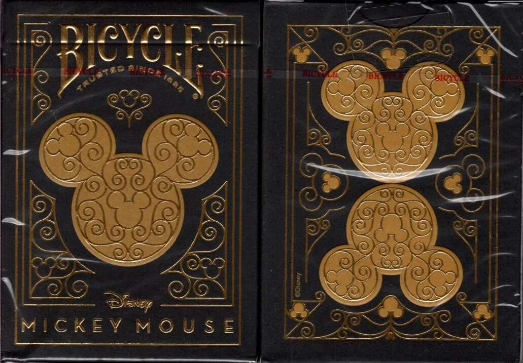 Disney Mickey Mouse Inspired Black and Gold Bicycle Playing Cards