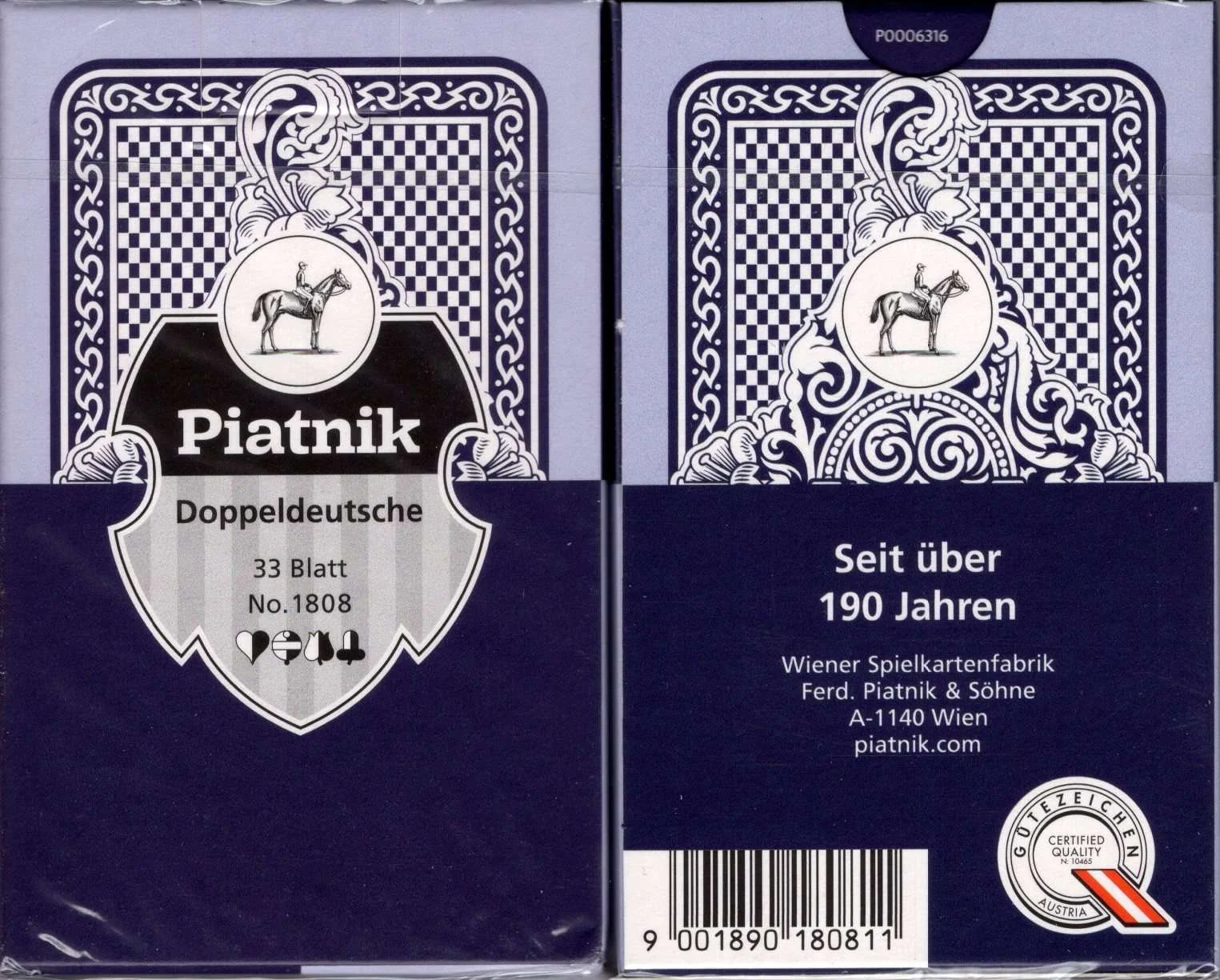 Doppeldeutsche (Double German) Blue Playing Cards Piatnik