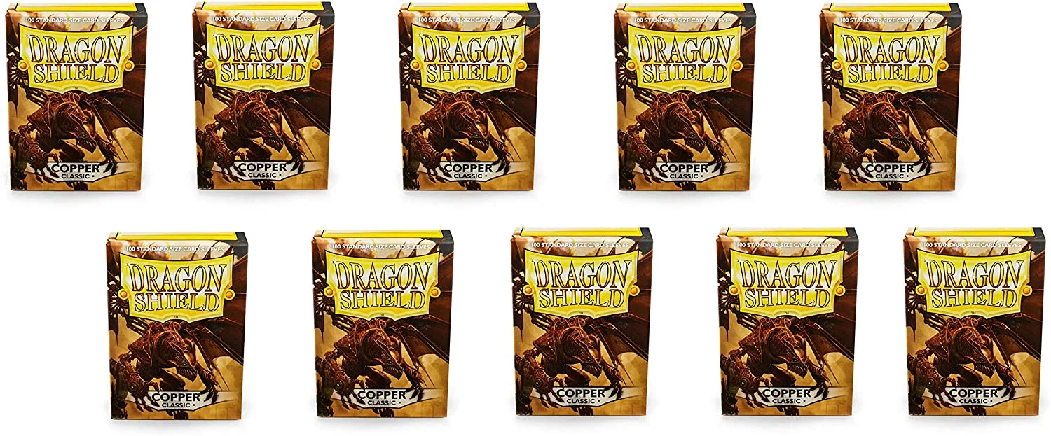 Dragon Shield 100ct Standard Card Sleeves Display Case (10 Packs) - Classic Copper