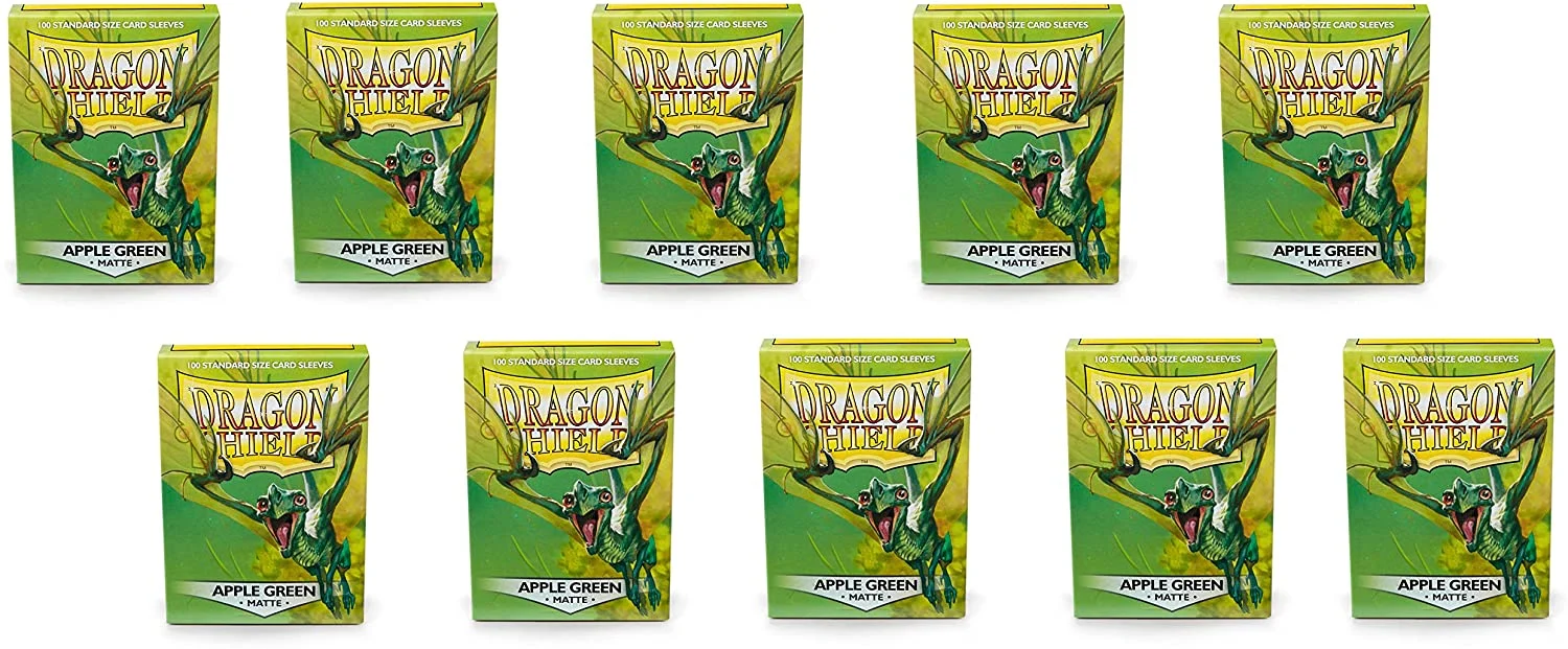 Dragon Shield 100ct Standard Card Sleeves Display Case (10 Packs) - Matte Apple Green