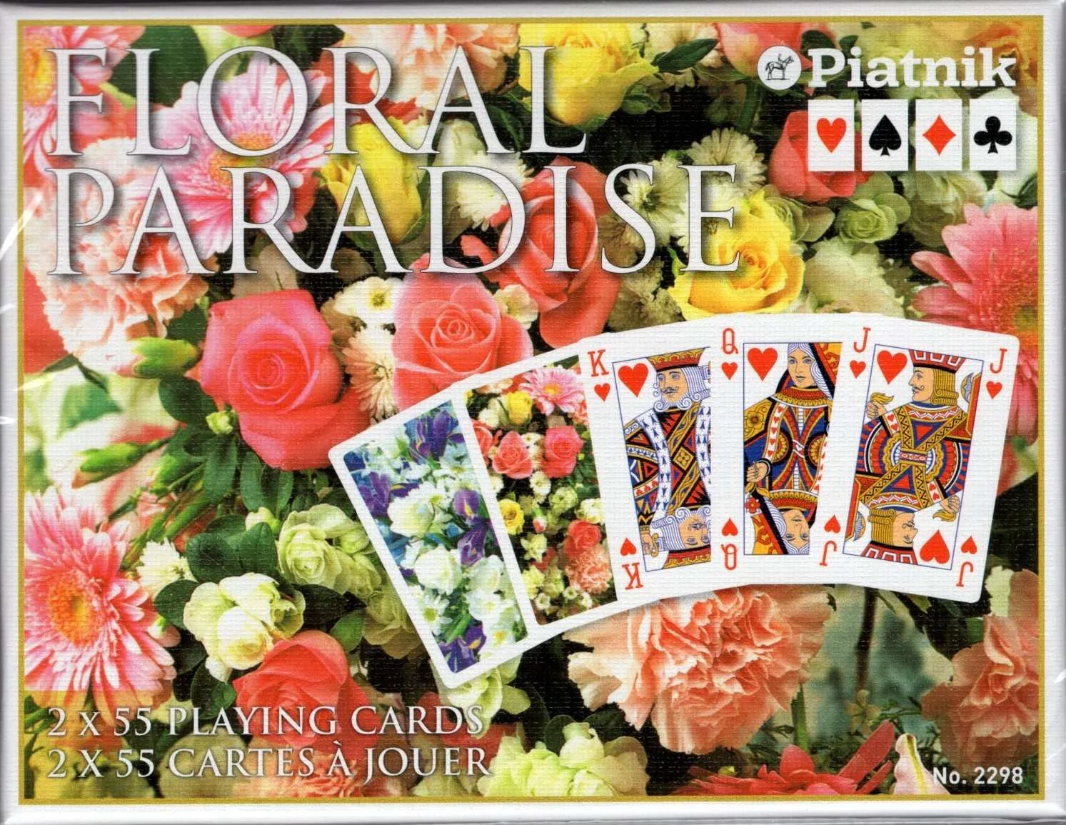 Floral Paradise Pink 2 Deck Set Bridge Playing Cards by Piatnik