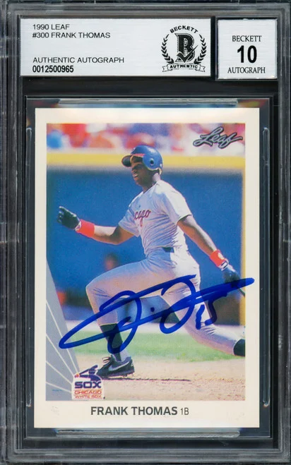 Frank Thomas Autographed 1990 Leaf Rookie Card #300 Chicago White Sox Auto Grade 9 Card Grade 8.5 PSA/DNA #48126244