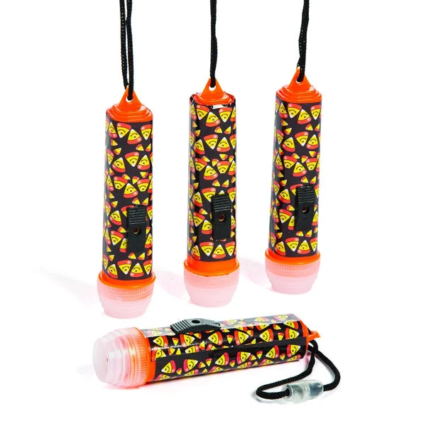 Fun Express - Candy Corn Flashlight On A Rope for Halloween - Apparel Accessories - Accessories - Misc Accessories - Halloween - 12 Pieces
